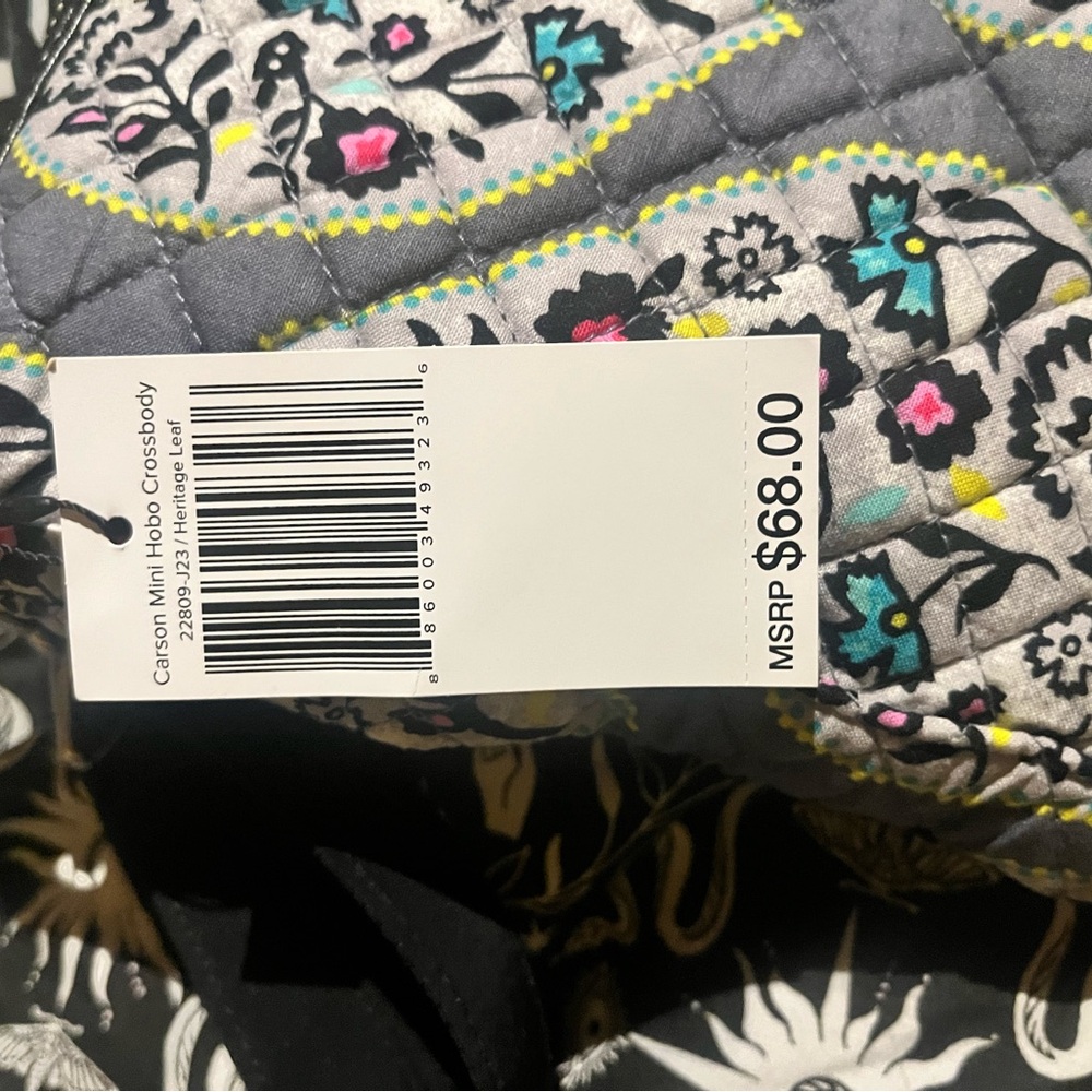 NEW WITH TAGS! Vera Bradley Gray Paisley Pink Black Floral Quilted Crossbody Bag - Picture 3 of 4